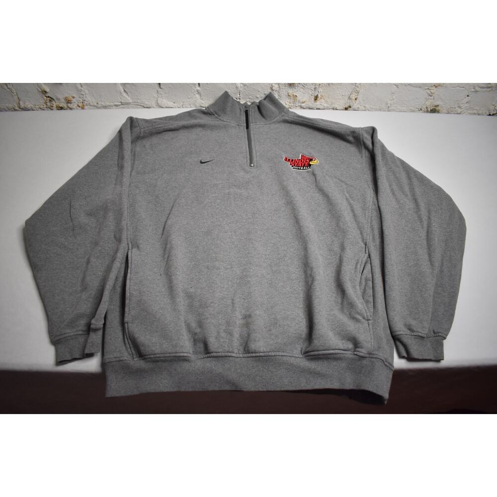 VTG Illinois State Redbirds Nike XL Gray Track Windbreaker Jacket Quarter Zip